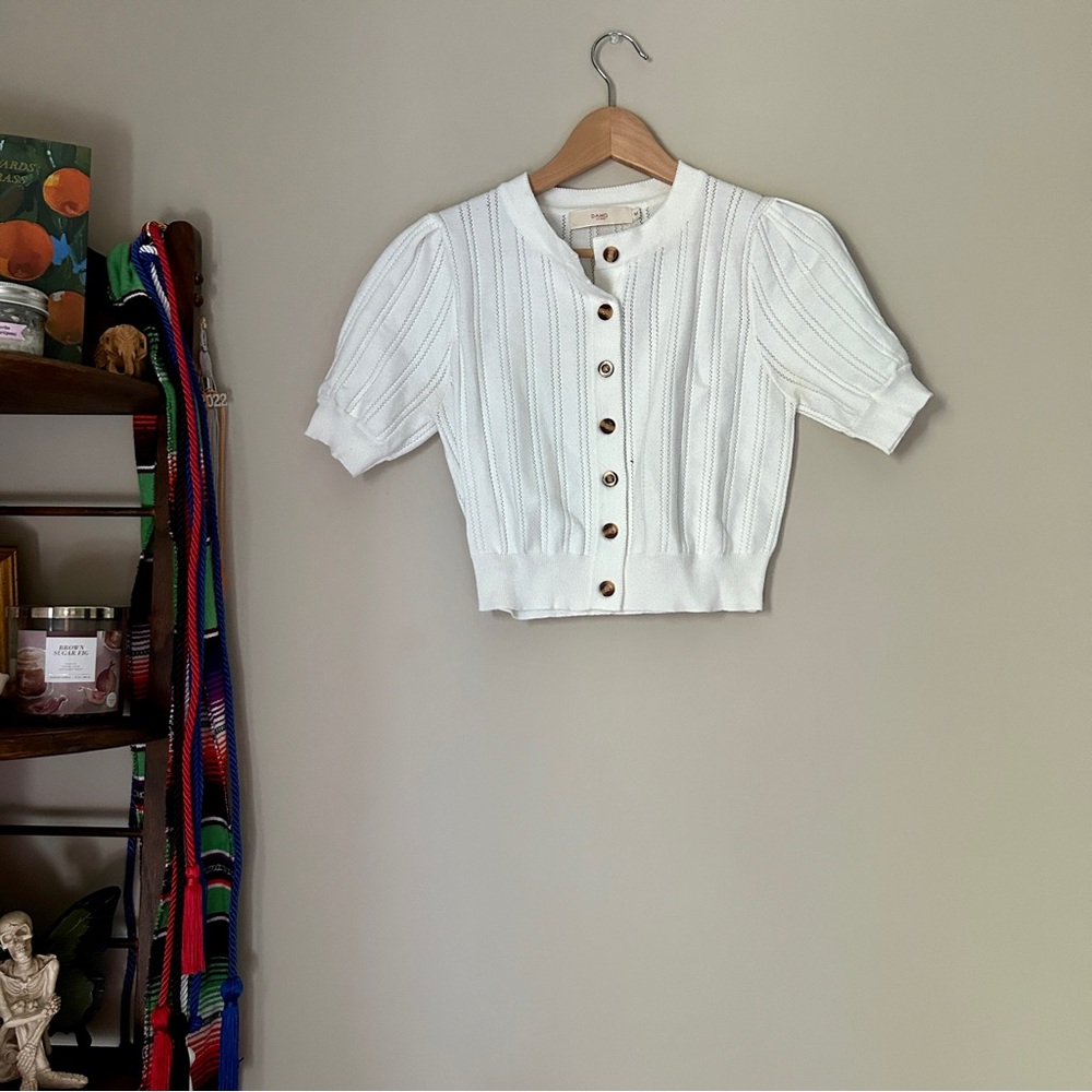 Cream Button Down Crop Sweater